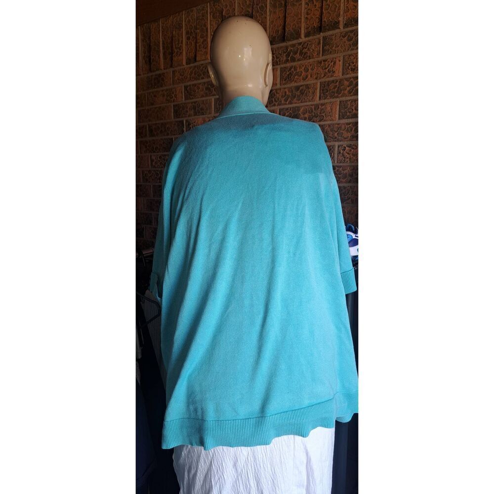 Avenue Women’s Turquoise Open Front Cardigan Size 22/24 Lightweight Rayon Blend - Picture 3 of 6